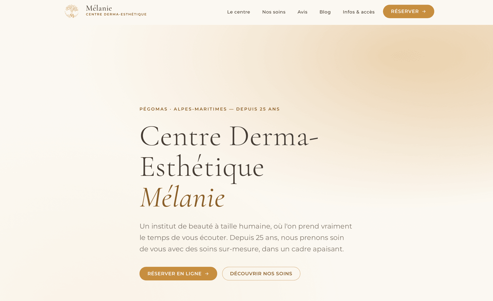 Le site Derma Mélanie sur ordinateur